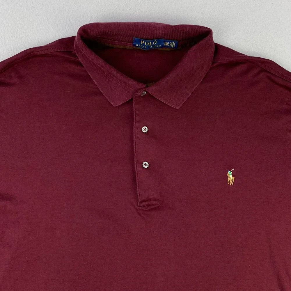 Polo Ralph Lauren Shirt Mens‎ 2XLT Burgundy Flesh Pony Long Sleeve Henley Preppy